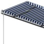 vidaXL Tenda Retrattile Manuale con Palo 400x350 cm Blu/Bianco vidaXL Tenda Retrattile Manuale con Palo 400x350 cm Blu/Bianco