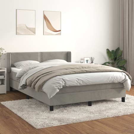 vidaXL Giroletto a Molle con Materasso Grigio Chiaro 140x200cm Velluto