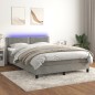 vidaXL Letto a Molle Materasso e LED Grigio Chiaro 140x200 cm Velluto vidaXL Letto a Molle Materasso e LED Grigio Chiaro 140x200 cm Velluto
