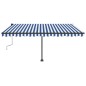 vidaXL Tenda da Sole Retrattile Manuale con LED 400x350 cm Blu Bianco vidaXL Tenda da Sole Retrattile Manuale con LED 400x350 cm Blu Bianco