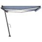 vidaXL Tenda da Sole Retrattile Manuale con LED 400x350 cm Blu Bianco vidaXL Tenda da Sole Retrattile Manuale con LED 400x350 cm Blu Bianco