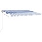 vidaXL Tenda da Sole Retrattile Manuale con LED 400x350 cm Blu Bianco vidaXL Tenda da Sole Retrattile Manuale con LED 400x350 cm Blu Bianco