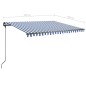 vidaXL Tenda da Sole Retrattile Manuale con LED 400x350 cm Blu Bianco vidaXL Tenda da Sole Retrattile Manuale con LED 400x350 cm Blu Bianco