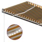 Tenda da Sole Retrattile Manuale LED 400x350 cm Gialla Bianca