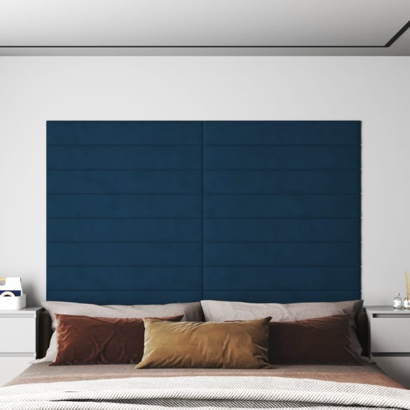 Pannelli Murali 12 pz Blu 90x15 cm Velluto 1,62 m² Pannelli Murali 12 pz Blu 90x15 cm Velluto 1,62 m²
