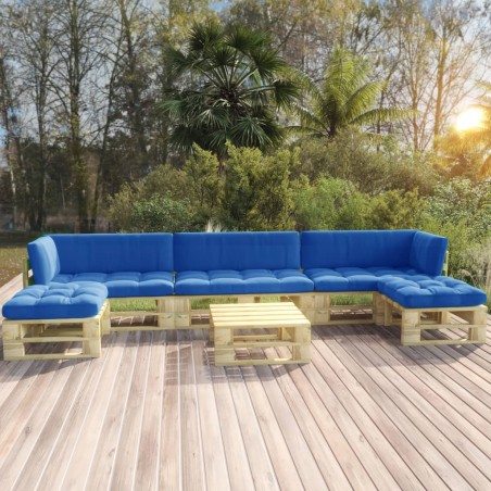 vidaXL Set Divani in Pallet con Cuscini 6 pz in Pino Impregnato Verde