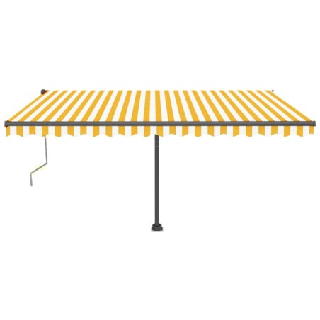 vidaXL Tenda Automatica Sensore Vento e LED 400x350 cm Gialla Bianca