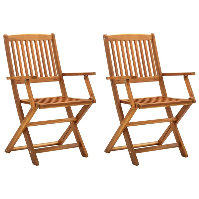 Sedie da Giardino Pieghevoli 2 pz in Legno Massello d'Acacia Sedie da Giardino Pieghevoli 2 pz in Legno Massello d'Acacia