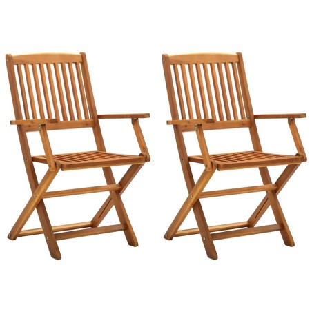 Sedie da Giardino Pieghevoli 2 pz in Legno Massello d'Acacia