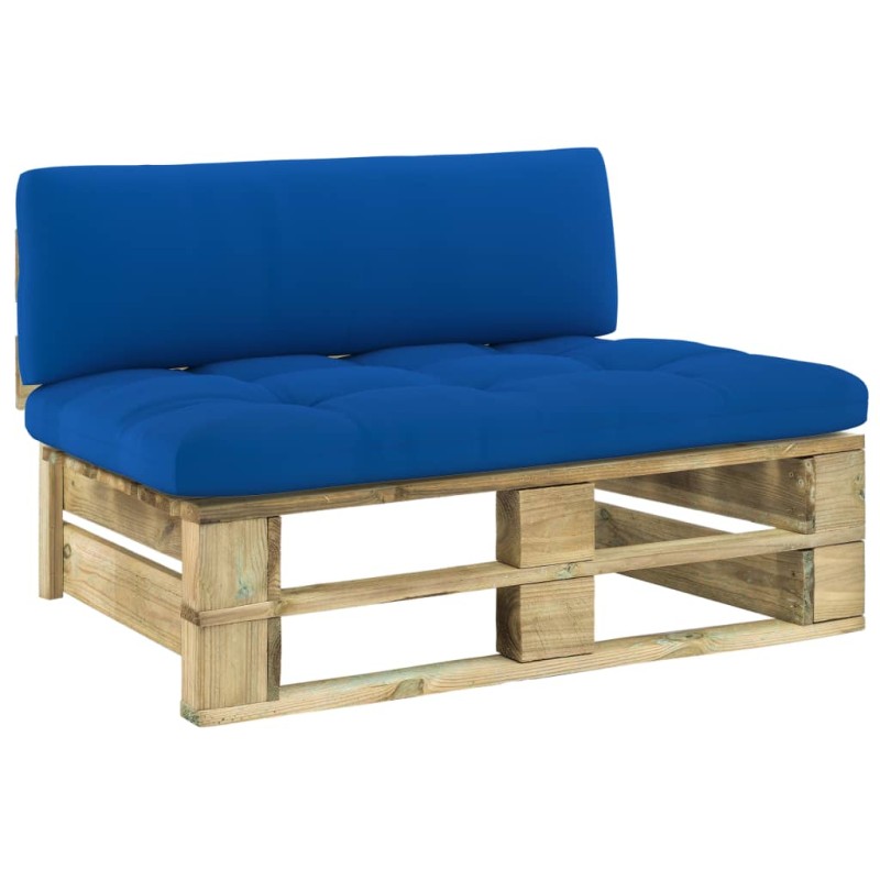 vidaXL Divano Centrale Giardino Verde su Pallet Legno Pino Impregnato vidaXL Divano Centrale Giardino Verde su Pallet Legno Pino Impregnato