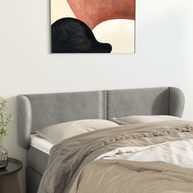 vidaXL Testiera ad Orecchio Grigio Chiaro 147x23x78/88 cm in Velluto vidaXL Testiera ad Orecchio Grigio Chiaro 147x23x78/88 cm in Velluto