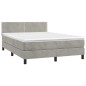 vidaXL Giroletto a Molle con Materasso Grigio Chiaro 140x190cm Velluto