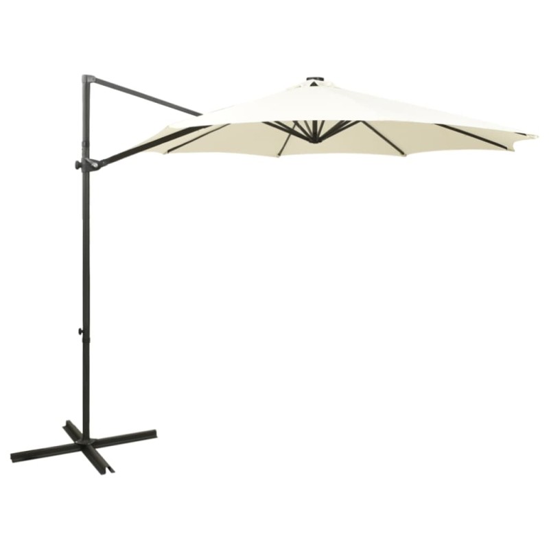 Ombrellone a Sbalzo con Palo e Luci a LED Sabbia 300 cm Ombrellone a Sbalzo con Palo e Luci a LED Sabbia 300 cm