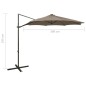 vidaXL Ombrellone a Sbalzo con Palo e Luci a LED Tortora 300 cm vidaXL Ombrellone a Sbalzo con Palo e Luci a LED Tortora 300 cm