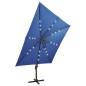 Ombrellone a Sbalzo con Palo e Luci a LED Azzurro 300 cm Ombrellone a Sbalzo con Palo e Luci a LED Azzurro 300 cm
