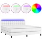 vidaXL Giroletto Molle con Materasso e LED Bianco 160x200cm Similpelle vidaXL Giroletto Molle con Materasso e LED Bianco 160x200cm Similpelle