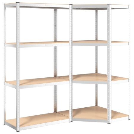 vidaXL Scaffali a 4 Ripiani 2 pz Argento Acciaio e Legno Multistrato