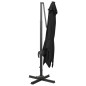 Ombrellone a Sbalzo con Palo e Luci a LED Nero 300 cm Ombrellone a Sbalzo con Palo e Luci a LED Nero 300 cm