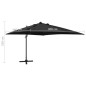 Ombrellone a Sbalzo con Palo e Luci a LED Nero 300 cm Ombrellone a Sbalzo con Palo e Luci a LED Nero 300 cm