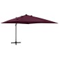 Ombrellone a Sbalzo con Palo e Luci a LED Rosso Bordò 300 cm Ombrellone a Sbalzo con Palo e Luci a LED Rosso Bordò 300 cm