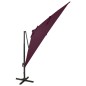 Ombrellone a Sbalzo con Palo e Luci a LED Rosso Bordò 300 cm Ombrellone a Sbalzo con Palo e Luci a LED Rosso Bordò 300 cm