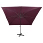 Ombrellone a Sbalzo con Palo e Luci a LED Rosso Bordò 300 cm Ombrellone a Sbalzo con Palo e Luci a LED Rosso Bordò 300 cm