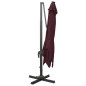 Ombrellone a Sbalzo con Palo e Luci a LED Rosso Bordò 300 cm Ombrellone a Sbalzo con Palo e Luci a LED Rosso Bordò 300 cm