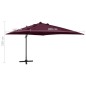 Ombrellone a Sbalzo con Palo e Luci a LED Rosso Bordò 300 cm Ombrellone a Sbalzo con Palo e Luci a LED Rosso Bordò 300 cm