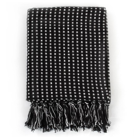 vidaXL Copriletto in Cotone a Quadri 125x150 cm Nero
