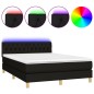 vidaXL Letto a Molle con Materasso e LED Nero 140x190 cm in Tessuto