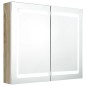 vidaXL Armadietto Bagno con Specchio e LED Bianco e Rovere 80x12x68 cm vidaXL Armadietto Bagno con Specchio e LED Bianco e Rovere 80x12x68 cm
