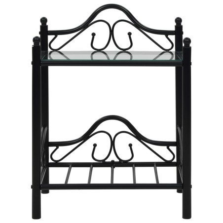 vidaXL Comodino in Acciaio e Vetro Temperato 45x30,5x60cm Nero