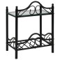 vidaXL Comodino in Acciaio e Vetro Temperato 45x30,5x60cm Nero vidaXL Comodino in Acciaio e Vetro Temperato 45x30,5x60cm Nero