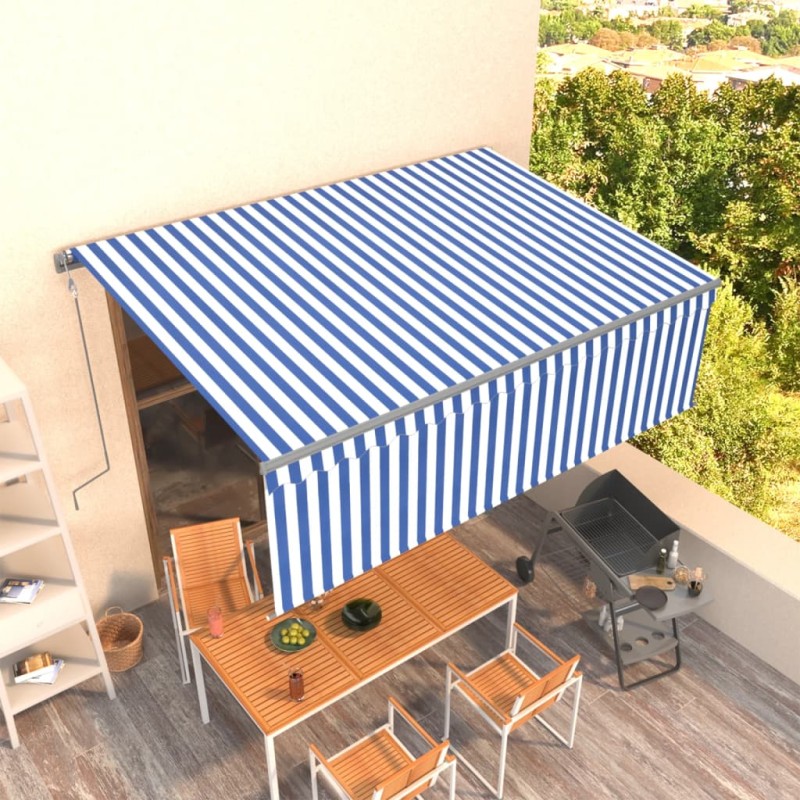 vidaXL Tenda Sole Retrattile Automatica con Parasole 4x3m Blu Bianco vidaXL Tenda Sole Retrattile Automatica con Parasole 4x3m Blu Bianco