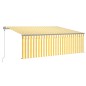 Tenda da Sole Retrattile Manuale e Parasole 4x3 m Gialla Bianca
