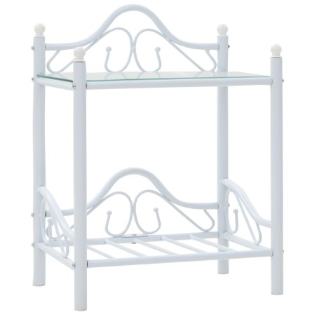 vidaXL Comodini Set 2 pz Acciaio e Vetro Temperato 45x30,5x60cm Bianco