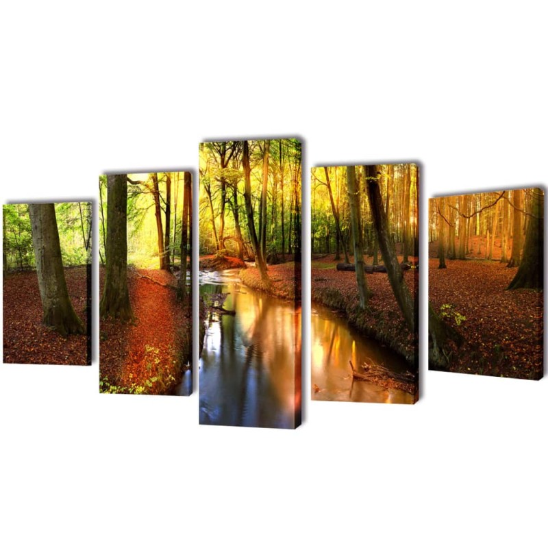 5 pz Set Stampa su Tela da Muro Modello Bosco 200 x 100 cm 5 pz Set Stampa su Tela da Muro Modello Bosco 200 x 100 cm