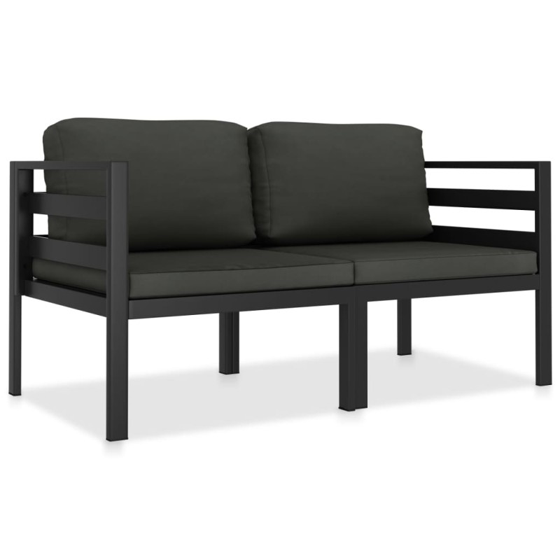 vidaXL Set Divani da Giardino 2 pz con Cuscini in Alluminio Antracite vidaXL Set Divani da Giardino 2 pz con Cuscini in Alluminio Antracite