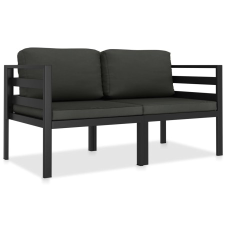 vidaXL Set Divani da Giardino 2 pz con Cuscini in Alluminio Antracite
