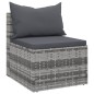 Divani Centrali da Giardino con Cuscini 2pz Polyrattan Grigio Divani Centrali da Giardino con Cuscini 2pz Polyrattan Grigio