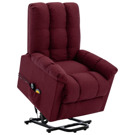 vidaXL Poltrona Alzapersona Massaggiante Rosso Vino Tessuto