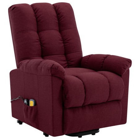 vidaXL Poltrona Alzapersona Massaggiante Rosso Vino Tessuto