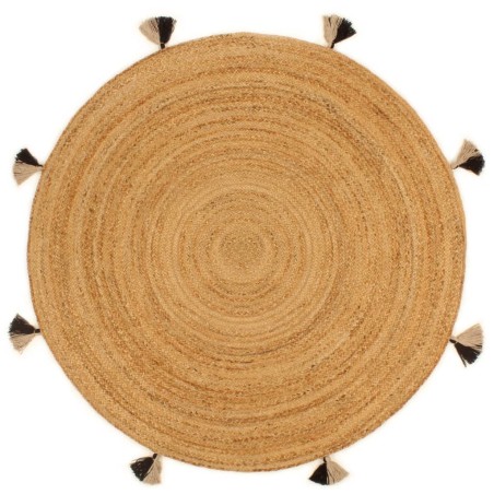 vidaXL Tappeto Intrecciato con Nappe 150 cm Iuta Rotondo