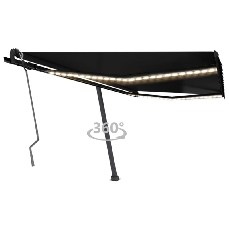 vidaXL Tenda da Sole Retrattile Manuale LED 450x350 cm Antracite vidaXL Tenda da Sole Retrattile Manuale LED 450x350 cm Antracite