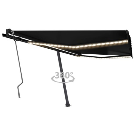 vidaXL Tenda da Sole Retrattile Manuale LED 450x350 cm Antracite