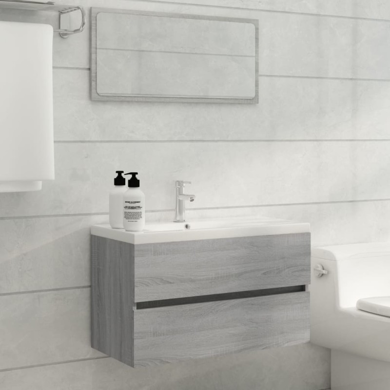 Set Mobili da Bagno 2 pz Grigio Sonoma in Legno Multistrato Set Mobili da Bagno 2 pz Grigio Sonoma in Legno Multistrato