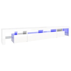 vidaXL Mobile Porta TV con Luci LED Bianco Lucido 260x36,5x40 cm