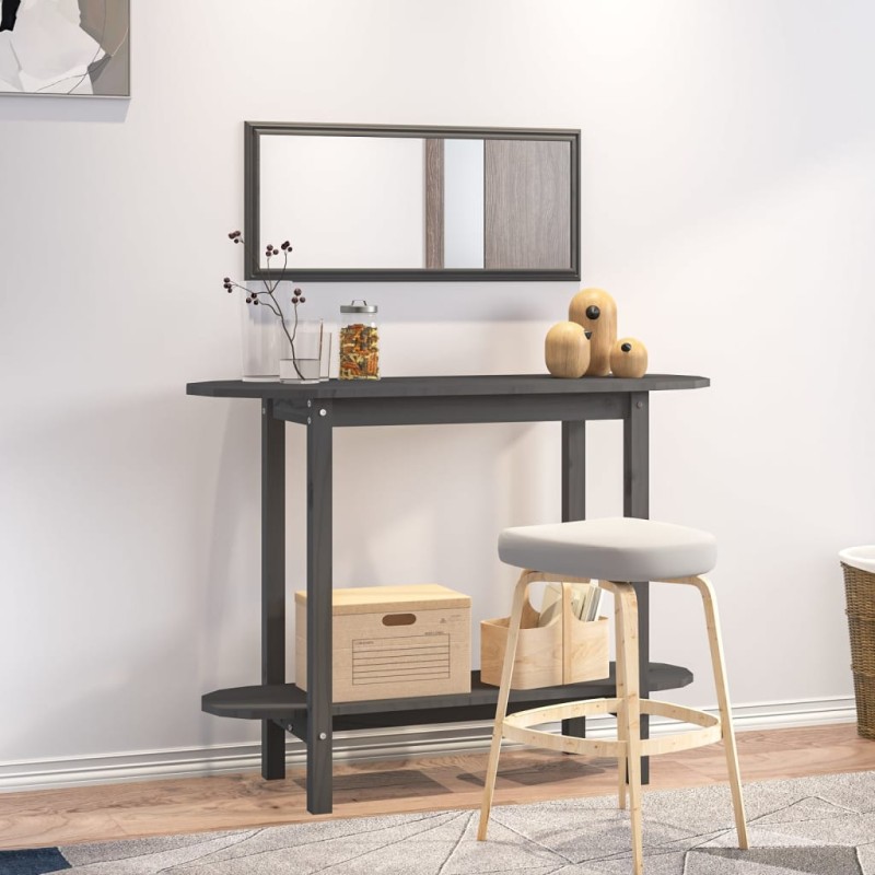 Tavolo Consolle Grigio 110x40x80 cm in Legno Massello di Pino Tavolo Consolle Grigio 110x40x80 cm in Legno Massello di Pino