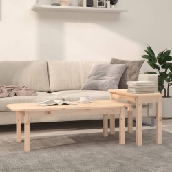 Set Tavolini da Salotto 2 pz in Legno Massello di Pino