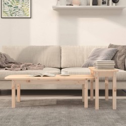 Set Tavolini da Salotto 2 pz in Legno Massello di Pino